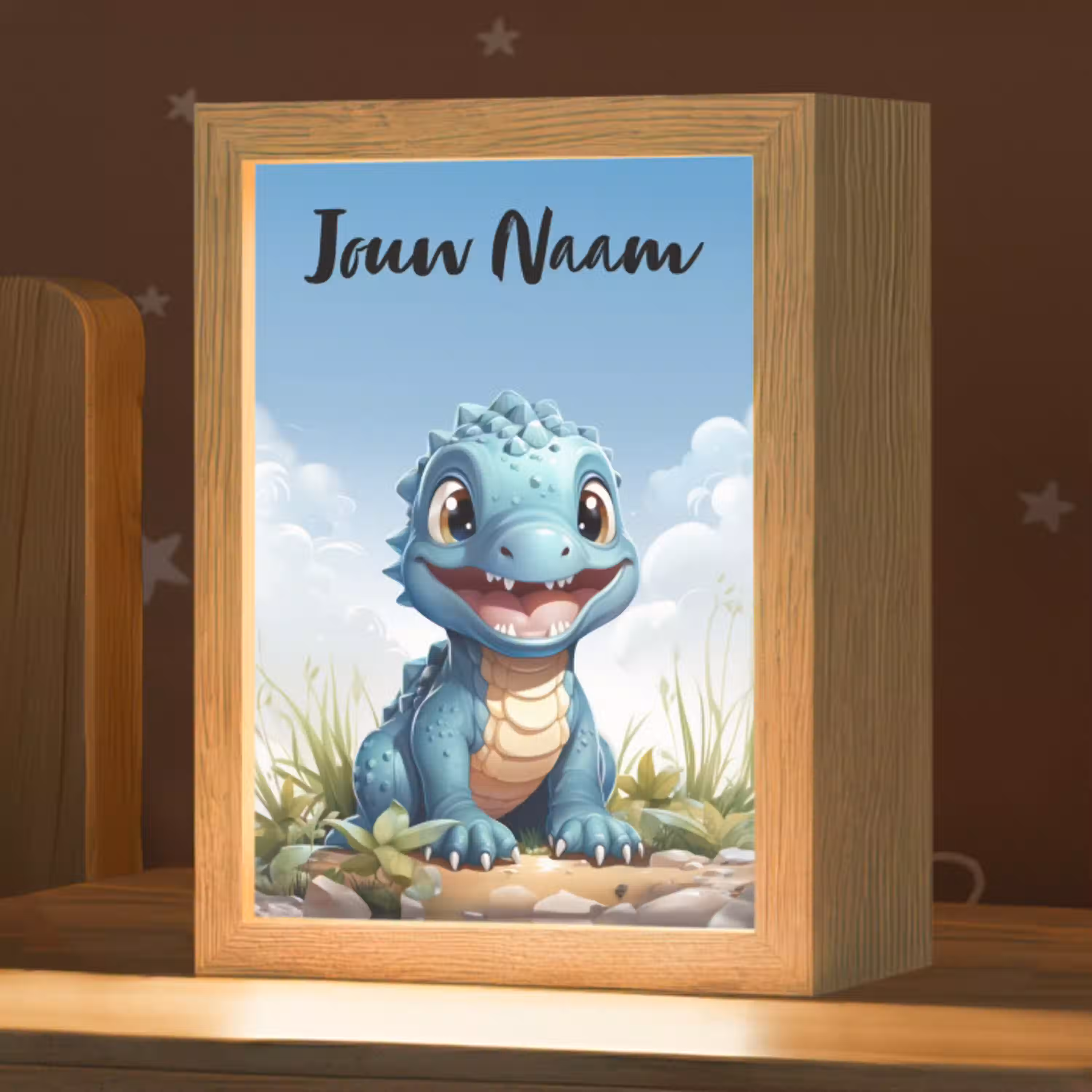 Draak - Blauw - Jongens - Kinderen Light Box met kabel (Kinderlampje) klein -zzz_3d_website