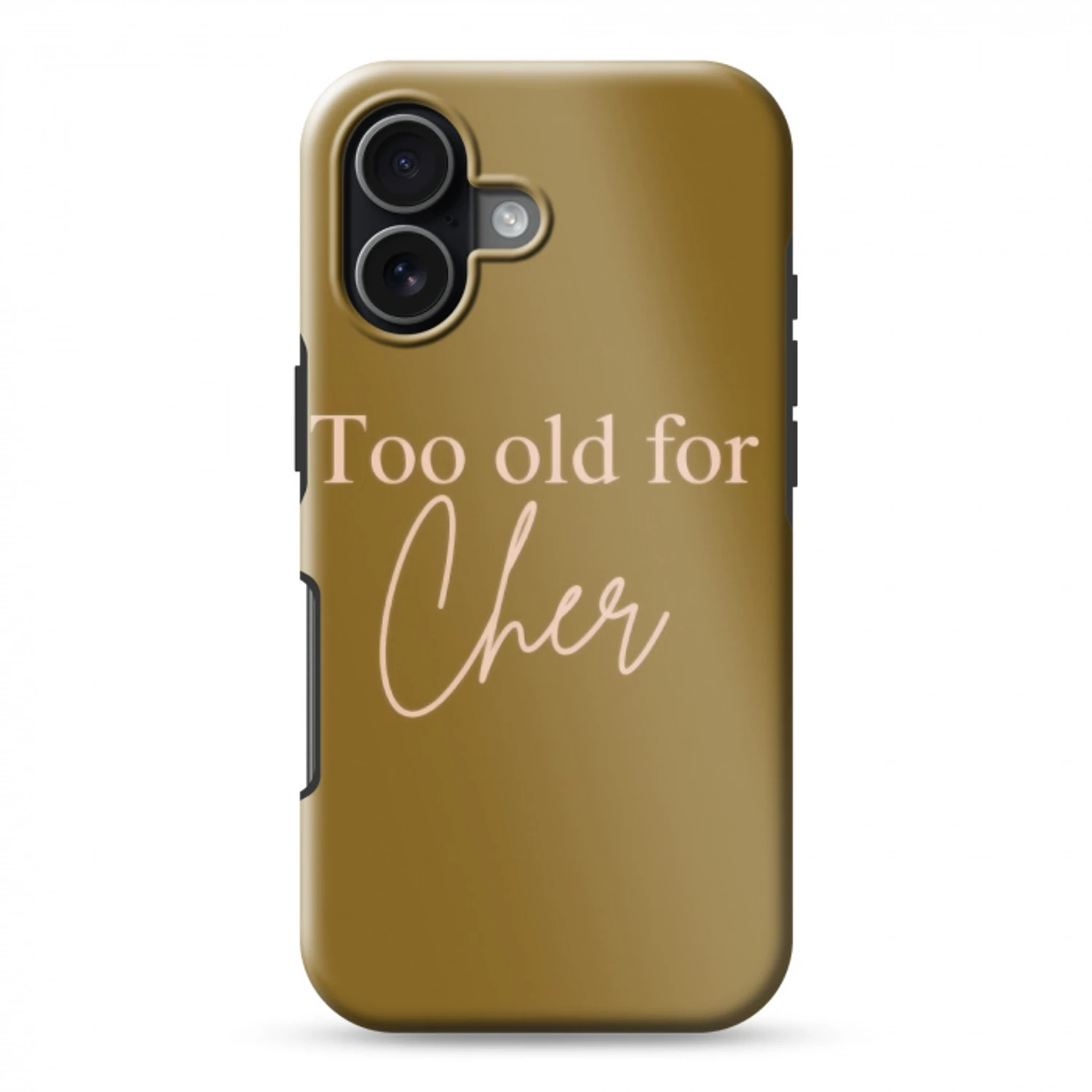 Groen - Too old for cher - Roze Toughcase MagSafe Apple iPhone 17 klein -3d