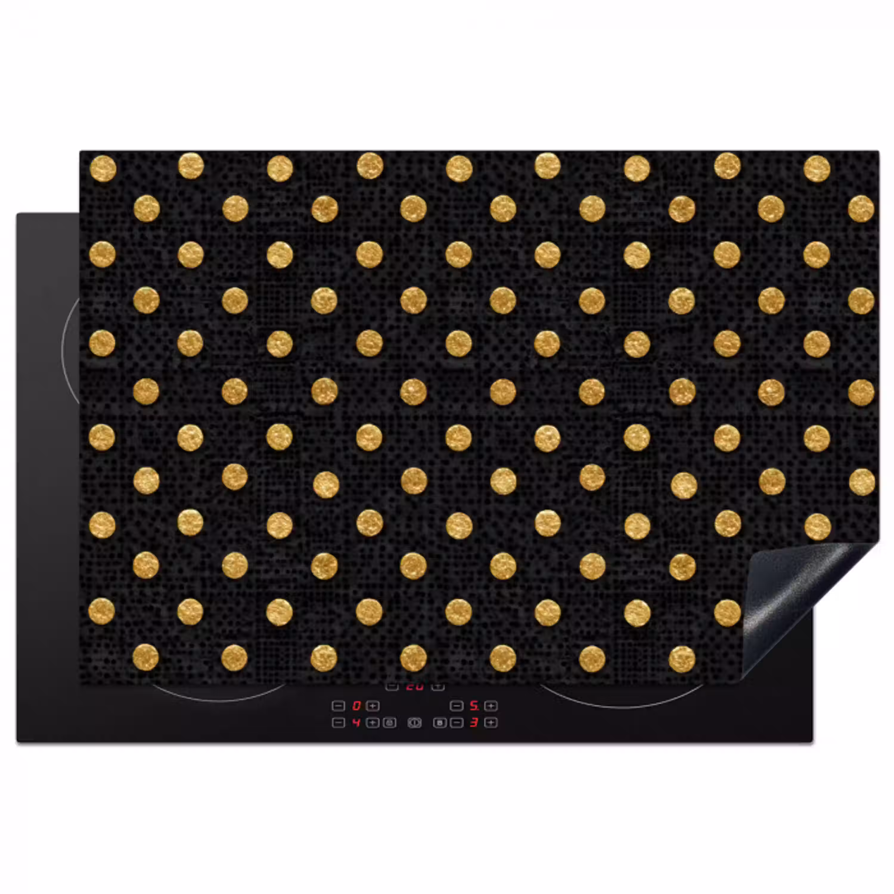 Polka Dot - Stippen - Goud - Zwart Inductie beschermer vinyl 3mm klein 276 -3d