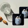 Kokosnoot - Eten - Delfts blauw - Drinken onderzetter kurk middel -sfeer4