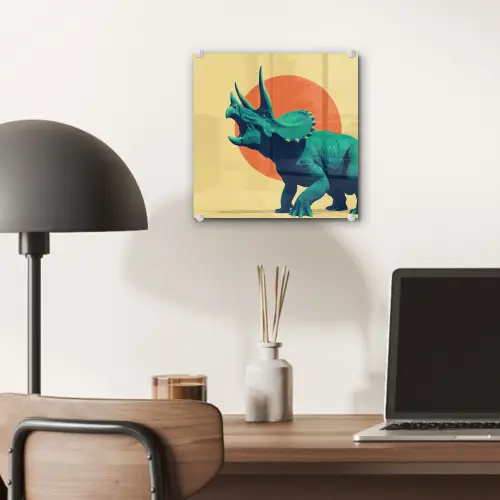 Triceratops - Cirkel - Oranje - Hoorns plexiglas 5mm klein -sfeer6