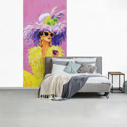 Zonnebril - Vrouw - Jas - Veren fotobehang vinyl groot -slaapkamer