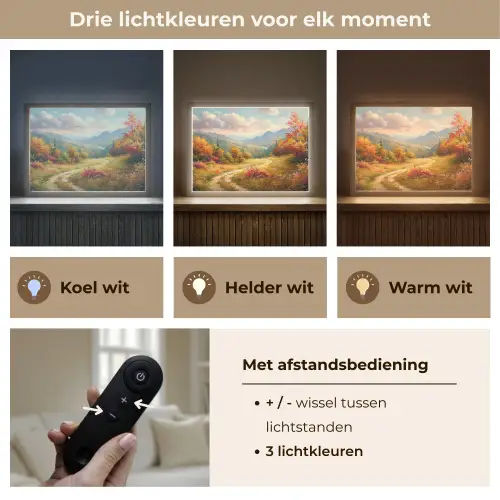 Landschap - Illustratie - Natuur Light Box met batterij (Wandlamp) middel -USP_lichtkleurNL
