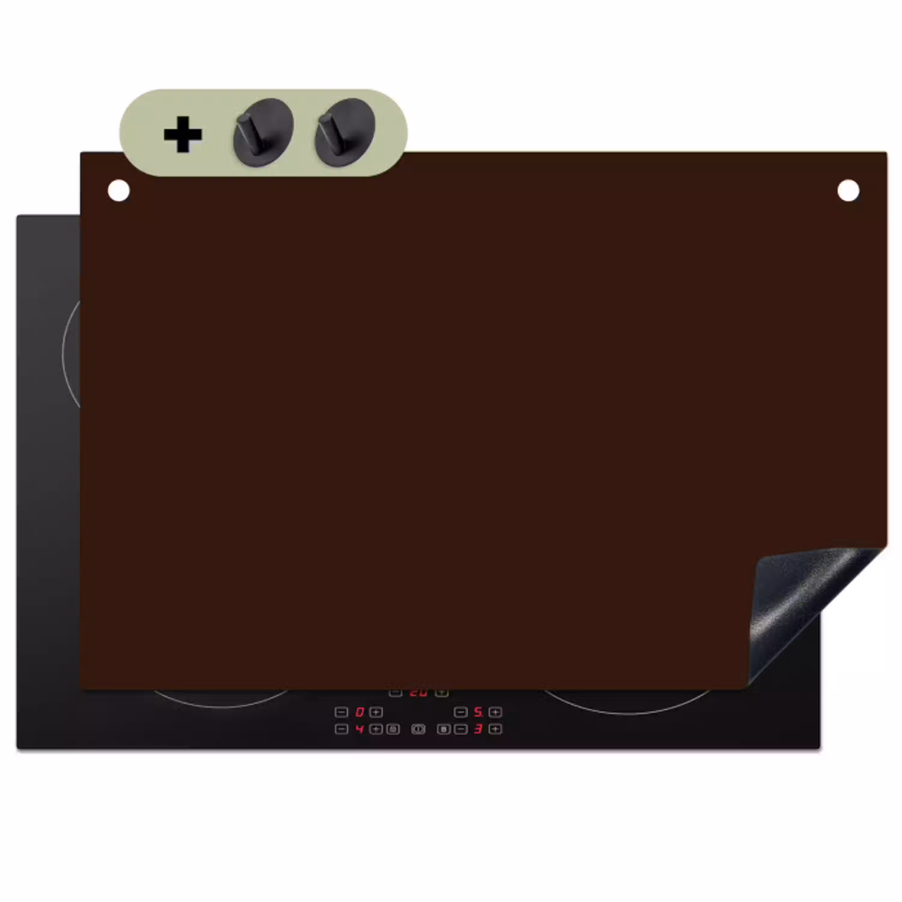 Dark - Chocolate - Bruin Inductie beschemer met haakjes klein 777 -3d