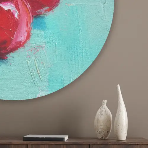 Kersen - Rood - Drie - Geverfd Akoestische PET Vilt - Rond klein -sfeer5_closeup