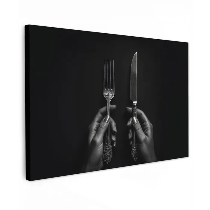 Bestek - Zwart - Wit canvas 2cm klein -z3d