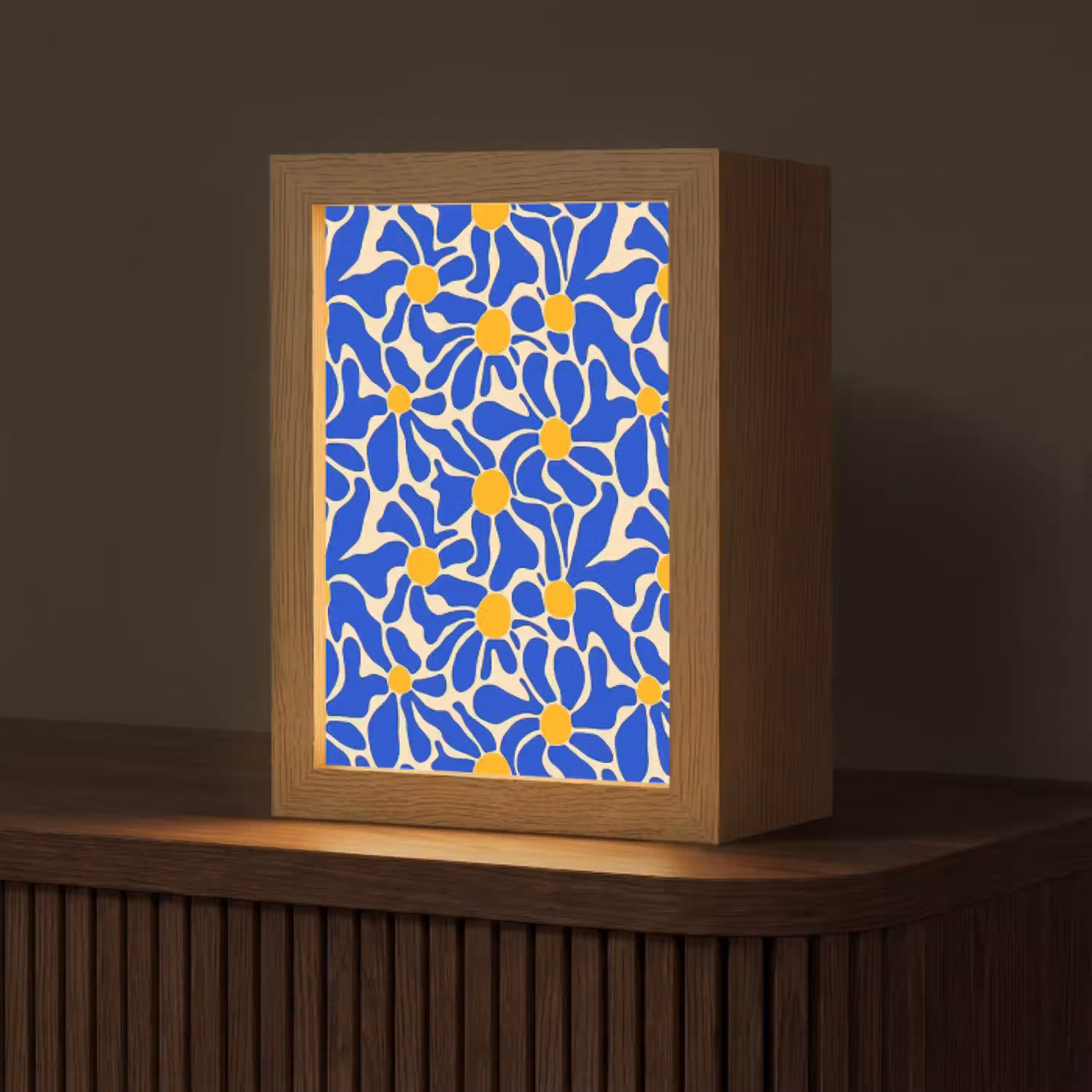 Abstract - Bloem - Blauw Light Box met kabel (Tafellamp) klein 925 -z3d_website