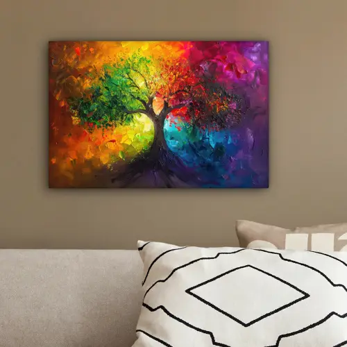 Boom - Kleurrijk - Modern - Abstract canvas 2cm klein -sfeer3