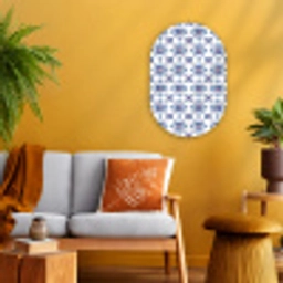 Modern - Patroon - Blauw - Roze Wandcirkel Ovaal Forex klein 630 -sfeer4