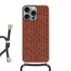 Abstract - Textuur - Bruin Hoesje iPhone 16 Pro Max met koord klein 804 -3d