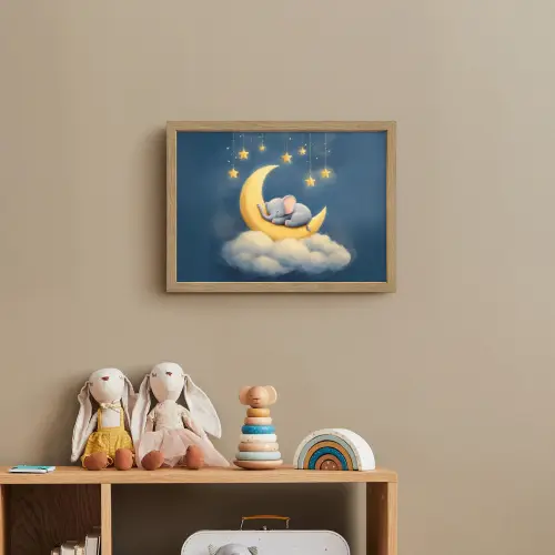 Sterren - Olifant - Maan - Wolken Light Box met batterij (Wandlamp kind) middel -sfeer2_kind