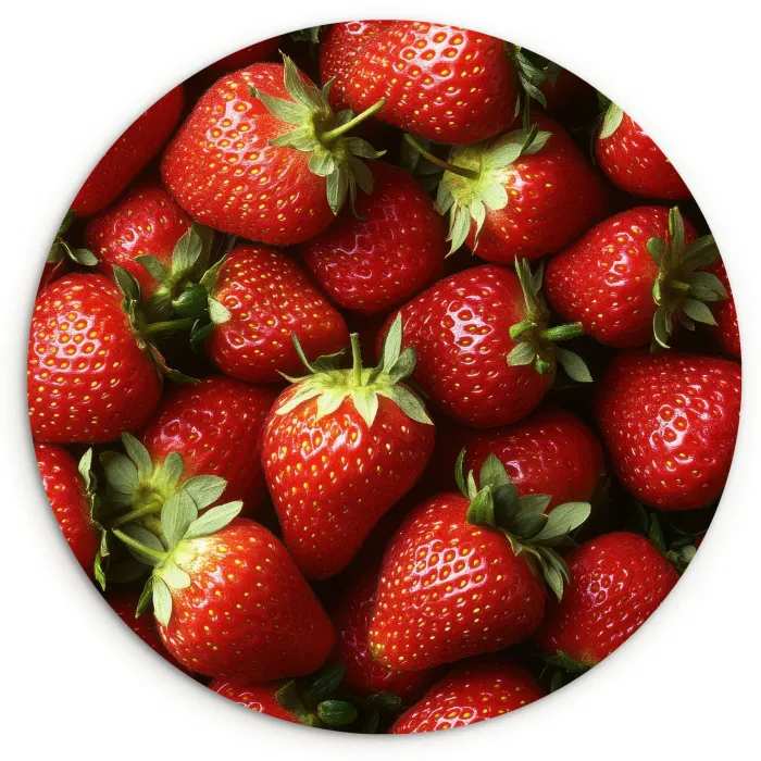 Aardbei - Fruit - Rood Wandcirkel kunststof plaat 5mm dik klein -3d