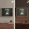 Koffie - Schotel - Koffiebonen - Retro Light Box met batterij (Wandlamp) middel -sfeer3