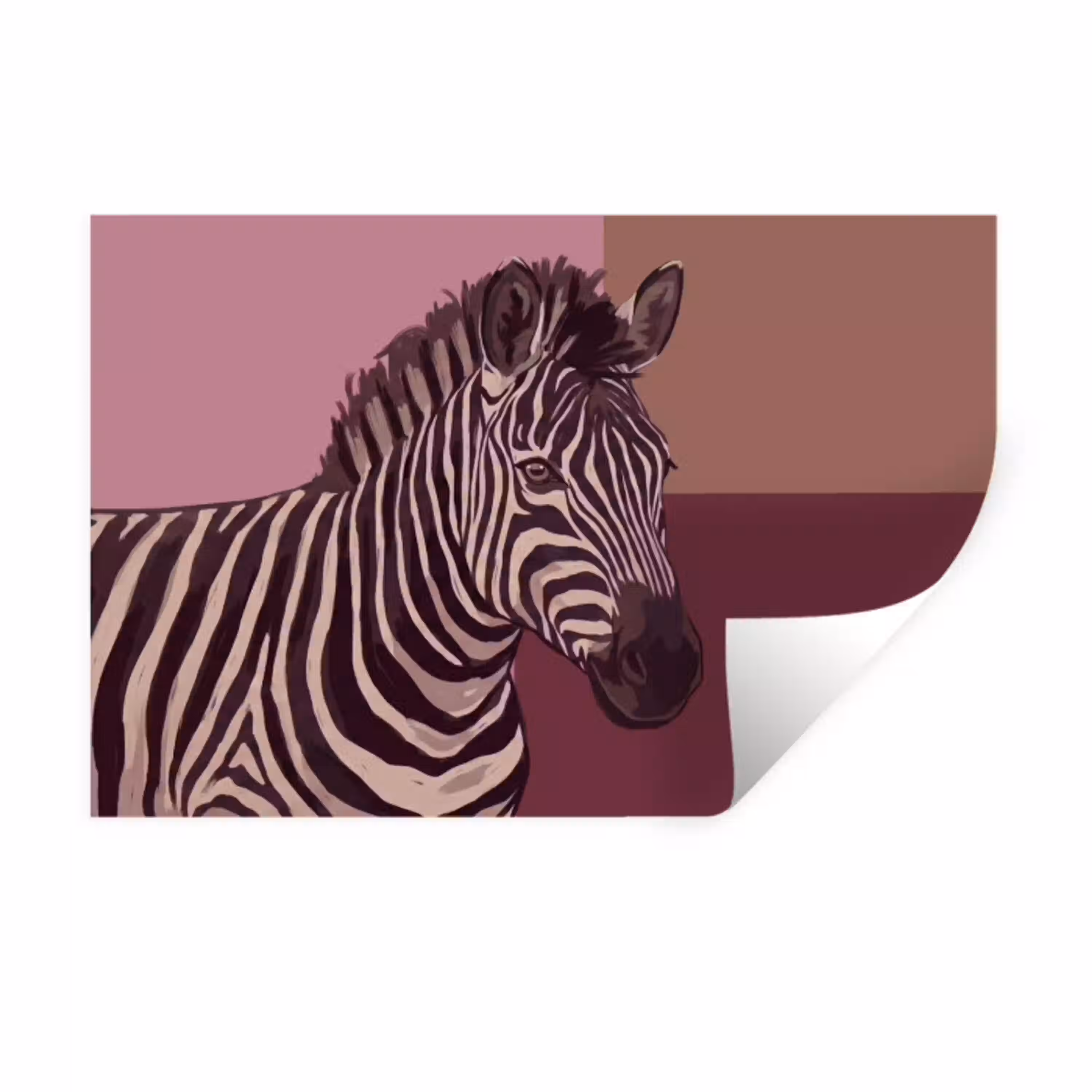 Dieren - Zebrahoofd - Wildlife - Modern - Bruin Muursticker klein -3d