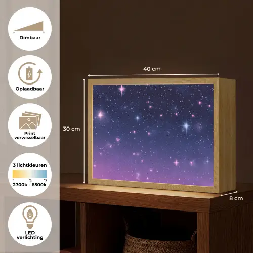 Hemel - Sterren - Blauw Light Box met batterij (Wandlamp kind) middel -USP_websiteoverzichtNL