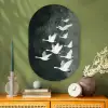 Vogel - Japandi - Groen Wandcirkel Ovaal Glas middel -sfeer2