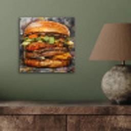 Burger - Eten - Kunst - Grijs - Graffiti aluminium wit klein -sfeer2