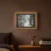 Bos - Winter - Bomen - Natuur - Pad - Doorkijk Light Box met batterij (Wandlamp) middel -sfeer4