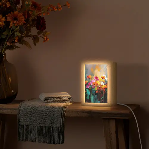Felgekleurd - Bloemblaadjes - Abstract Light Box met kabel (Tafellamp) klein -sfeer4