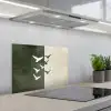 Japandi - Vogel - Groen keuken achterwand spatscherm klein -3d_schuin