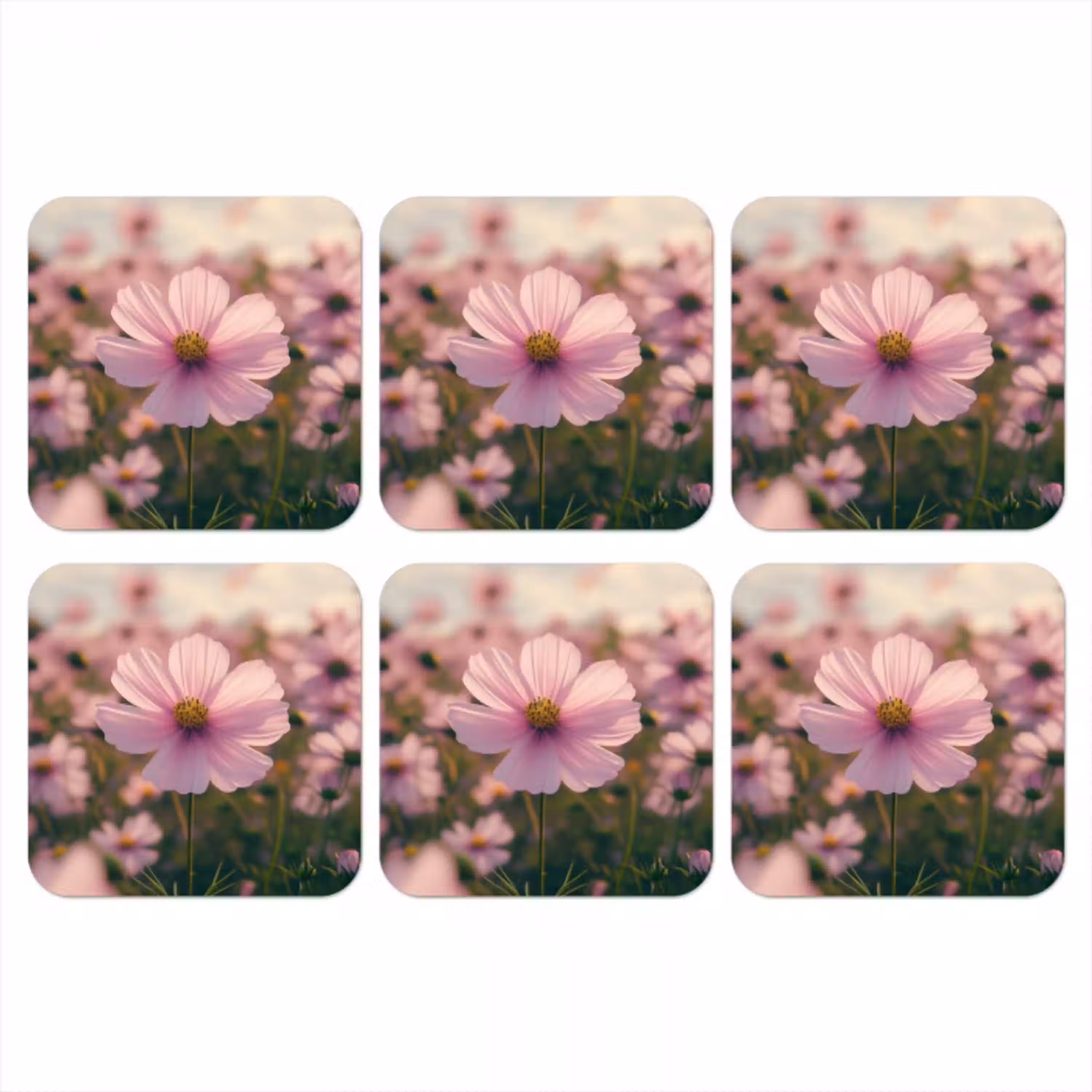 Bloemen - Paars - Wazig onderzetter kurk middel -3d