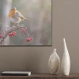 Roodborst - Tak - Bessen - Natuur PET vilt klein -sfeer6_closeup