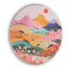 Kleurrijke bloemen - Bergen - Fantasielandschap Akoestische PET Vilt - Rond klein -3d