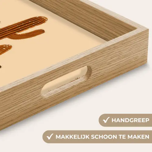 Cactus - Woestijn - Zand - Bruin Dienblad Rechthoek middel -USP_HandgreepNL