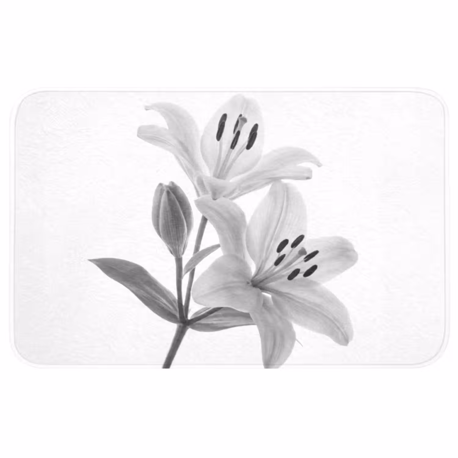 Badmat - Lelies - Elegant - Zwart - Wit