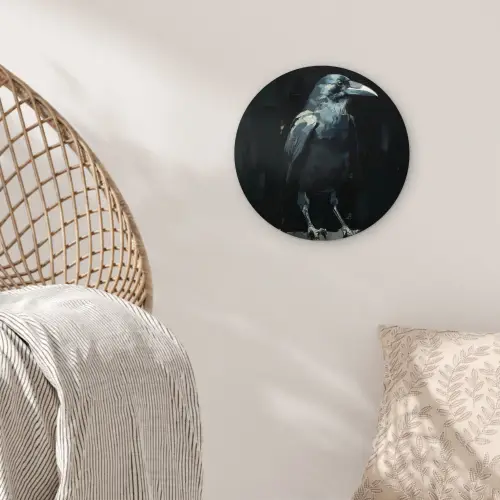 Raaf - Vogels - Zwart Wandcirkel plexiglas klein -sfeer5