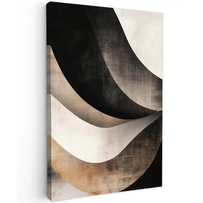 Abstract - Golven - Zwart - Verweerd canvas 2cm klein -z3d