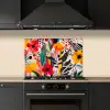 Bloemen - Bladeren - Abstract - Kleurrijk keuken achterwand spatscherm klein -sfeer1