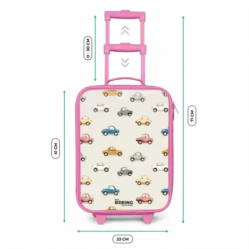 Kleurrijke retro autootjes Kinderkoffer - Roze klein -productfoto_formaten