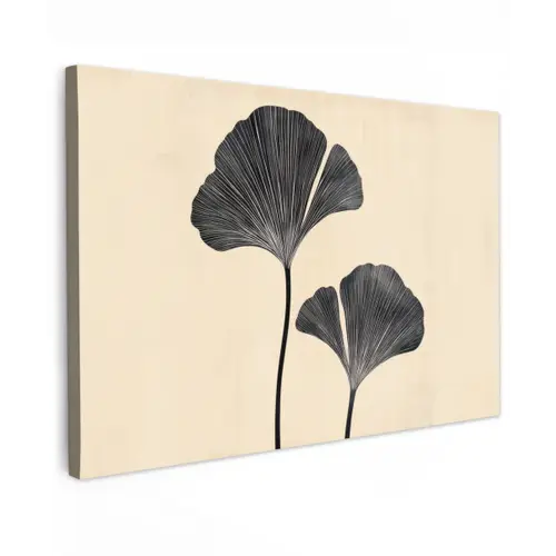 Bladeren - Minimalistisch - Zwart canvas 2cm klein -z3d