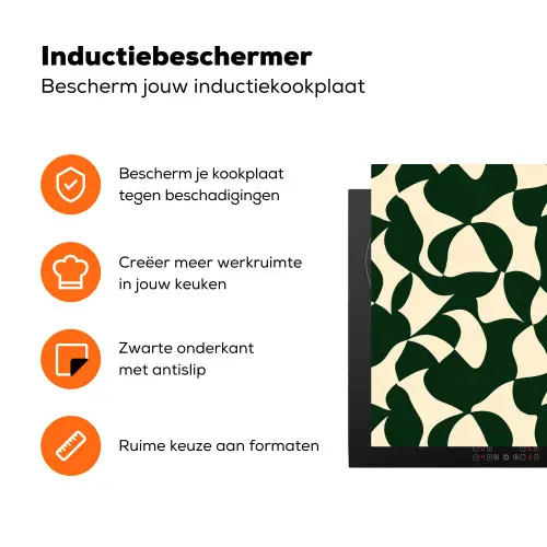 Groen - Organische vlakken - Crème Inductie beschermer vinyl 3mm klein 276 -zzzzzzz-td-ups
