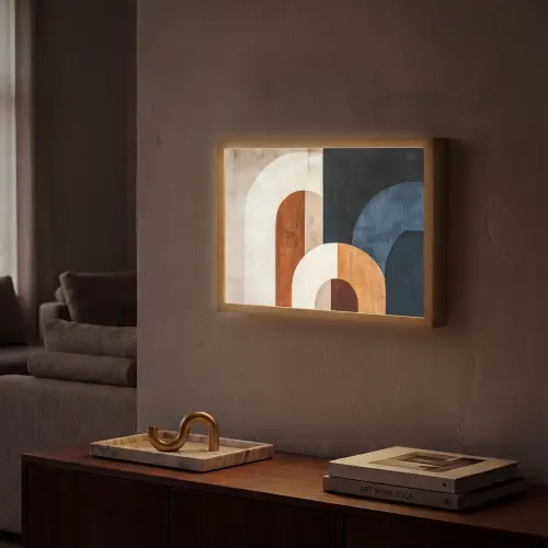 Abstract - Vormen - Donkerblauw Light Box met batterij (Wandlamp) middel -sfeer1