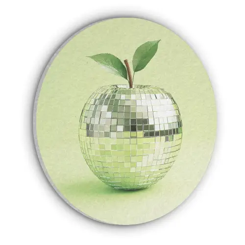 Groen - Disco - Decoratie - Appel Akoestische PET Vilt - Rond klein -3d