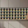 Retro - Bloem - Zwart - Okergeel keuken achterwand 2 middel 871 zz_3dshopping