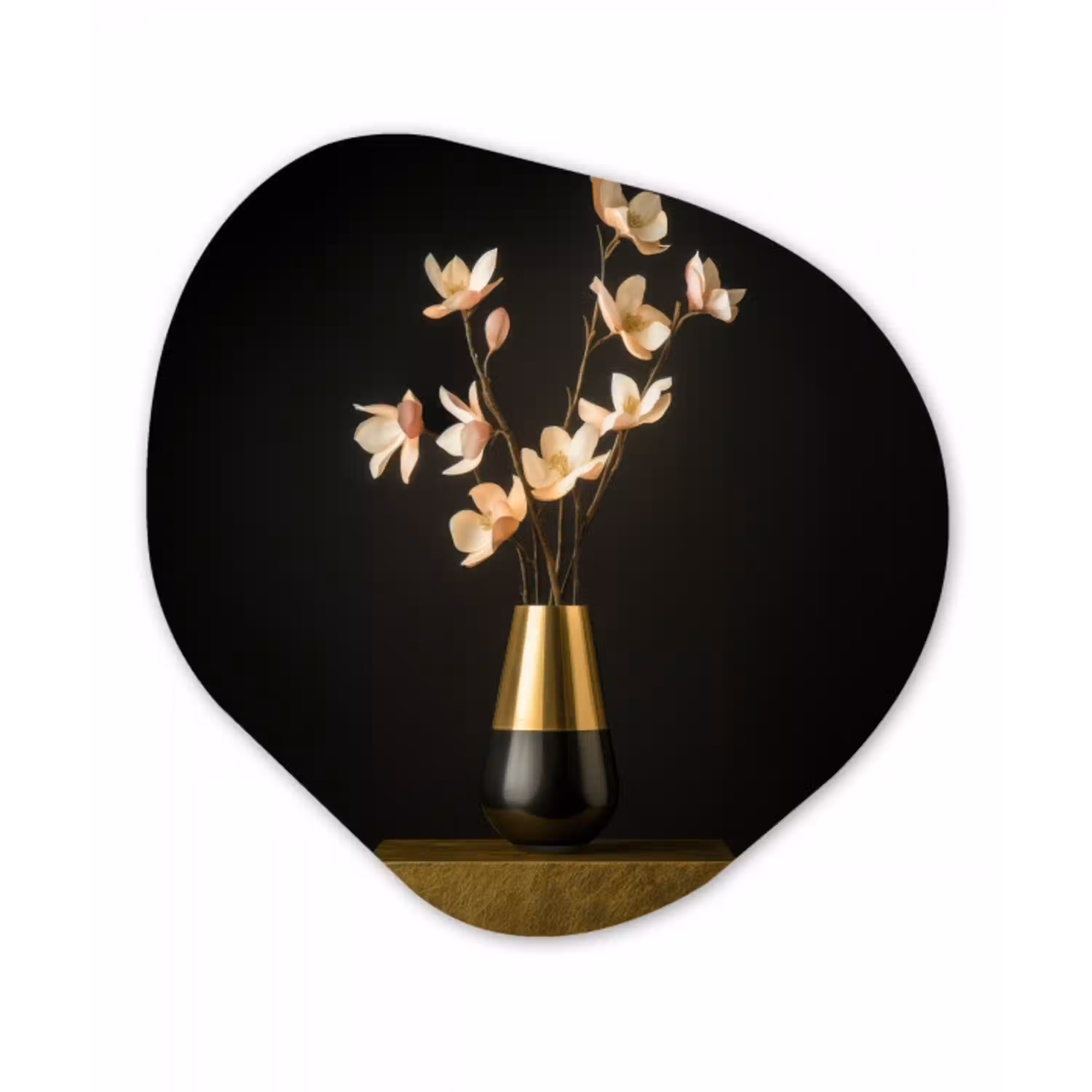 Sierlijk - Boeket - Goud - Vaas Wandcirkel Organisch Aluminium middel -3d