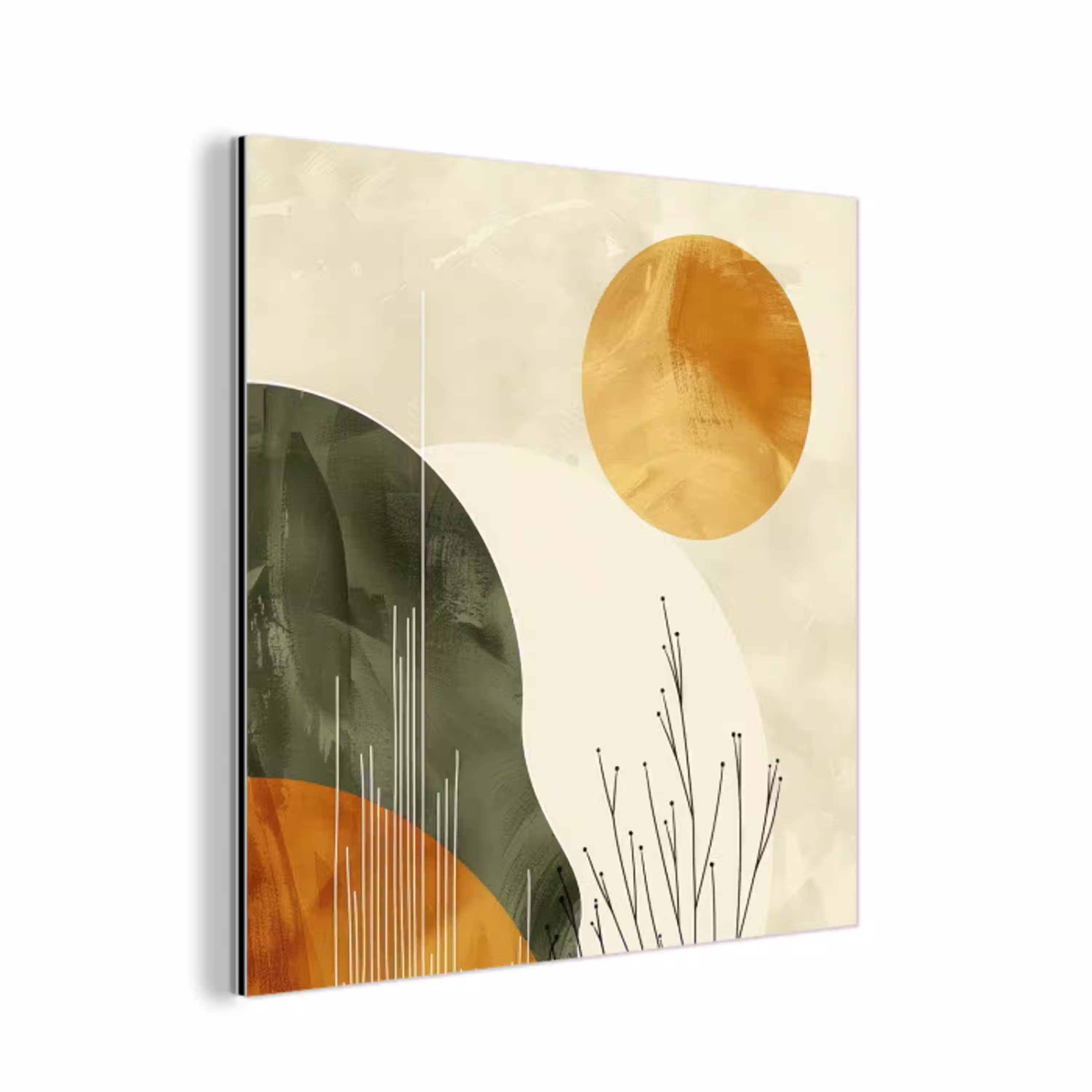 Abstract - Landschap - Zon - Kunst aluminium wit klein -3d