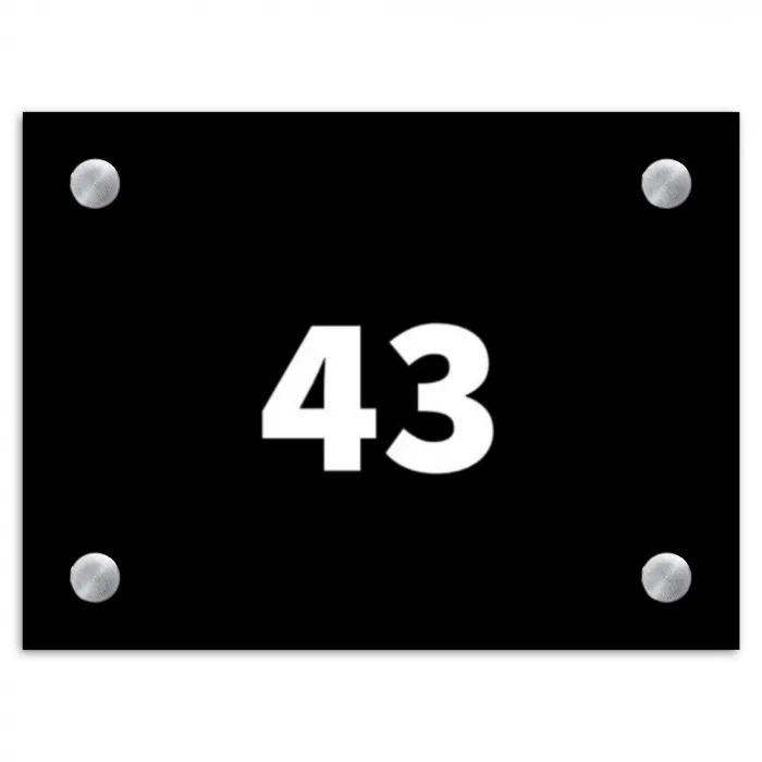 Effen - Zwart - Traditioneel Naambord Rechthoek middel -3d