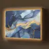 Marmer - Blauw - Goud - Abstract Light Box met batterij (Wandlamp) middel -z3d_website