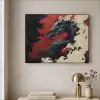 Zwarte draak - Rookwolken - Rood Textielframe zwart klein -sfeer2
