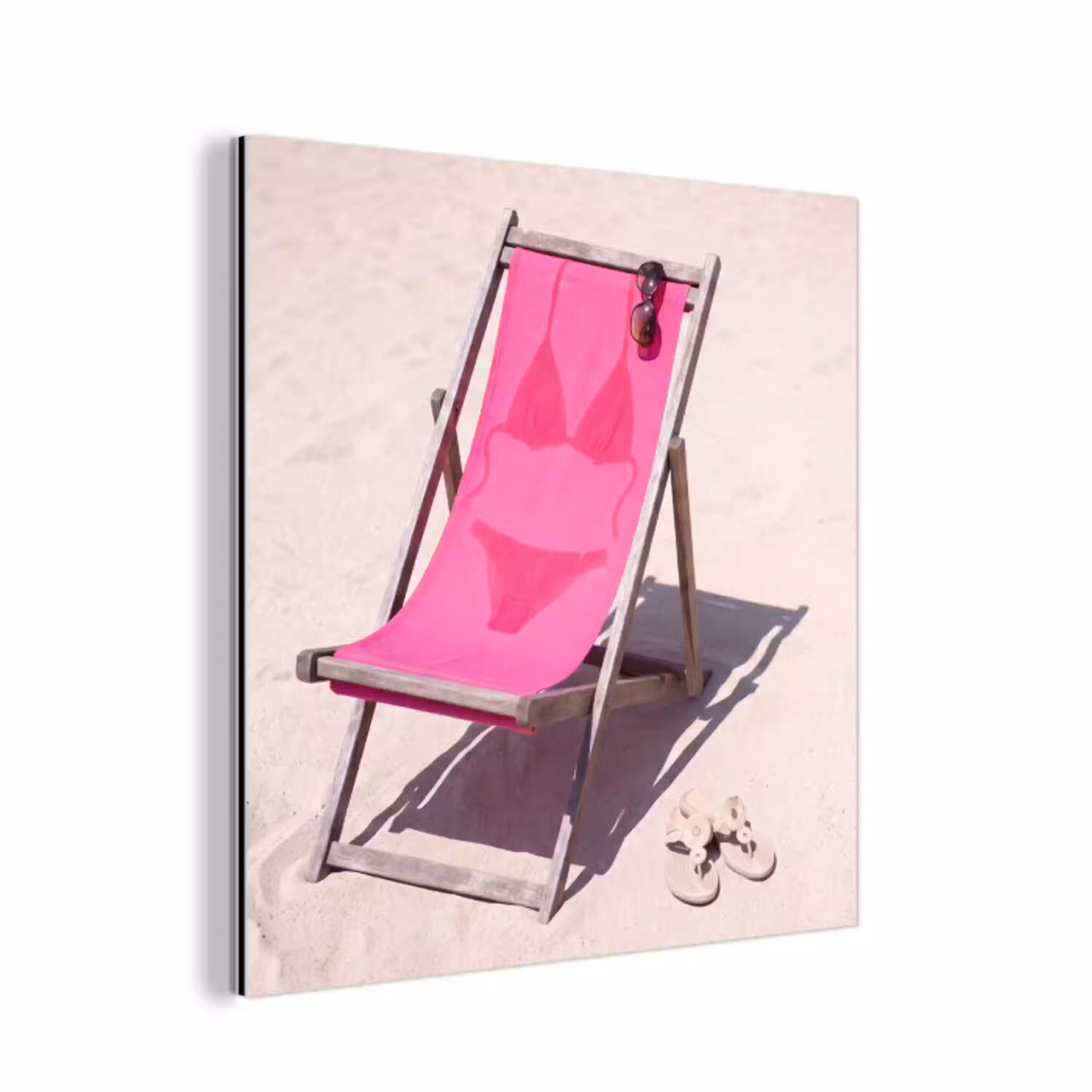 Strand - Ligstoel - Badkleding - Zomer - Roze aluminium wit klein -3d