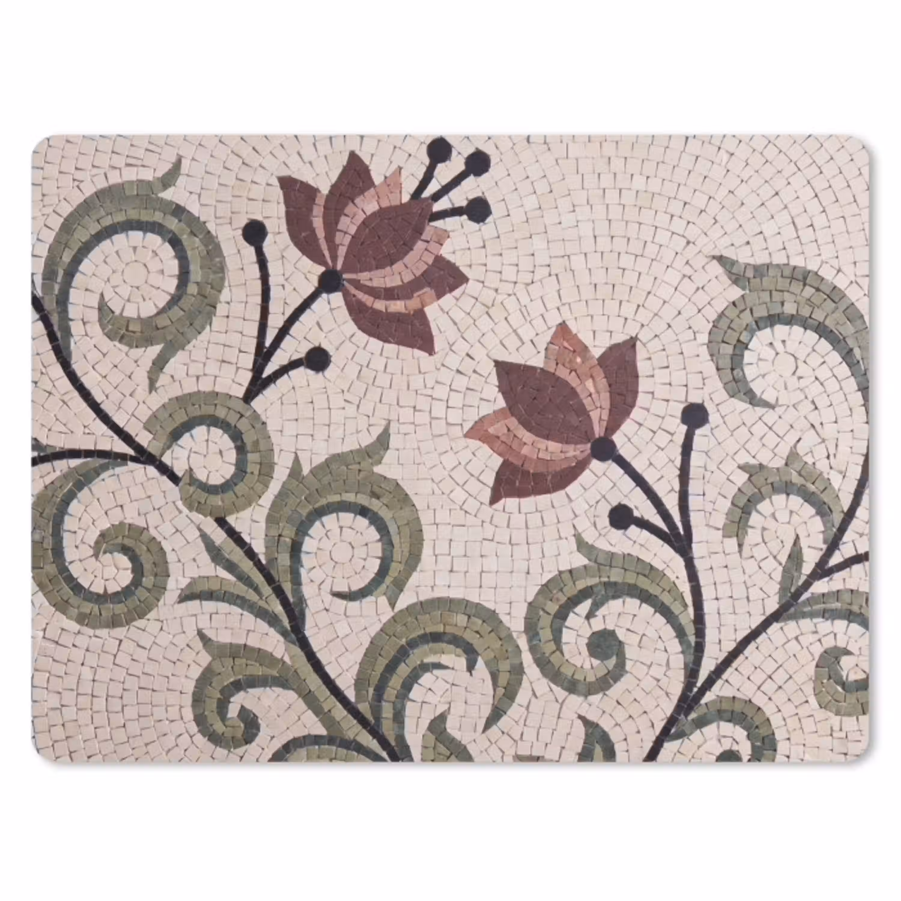 Bloemen - Mozaïek - Patroon - Abstract - Groen muismat rubber klein -3d