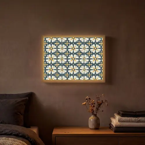 Motief - Tegel - Okergeel Light Box met batterij (Wandlamp) middel 907 -sfeer4