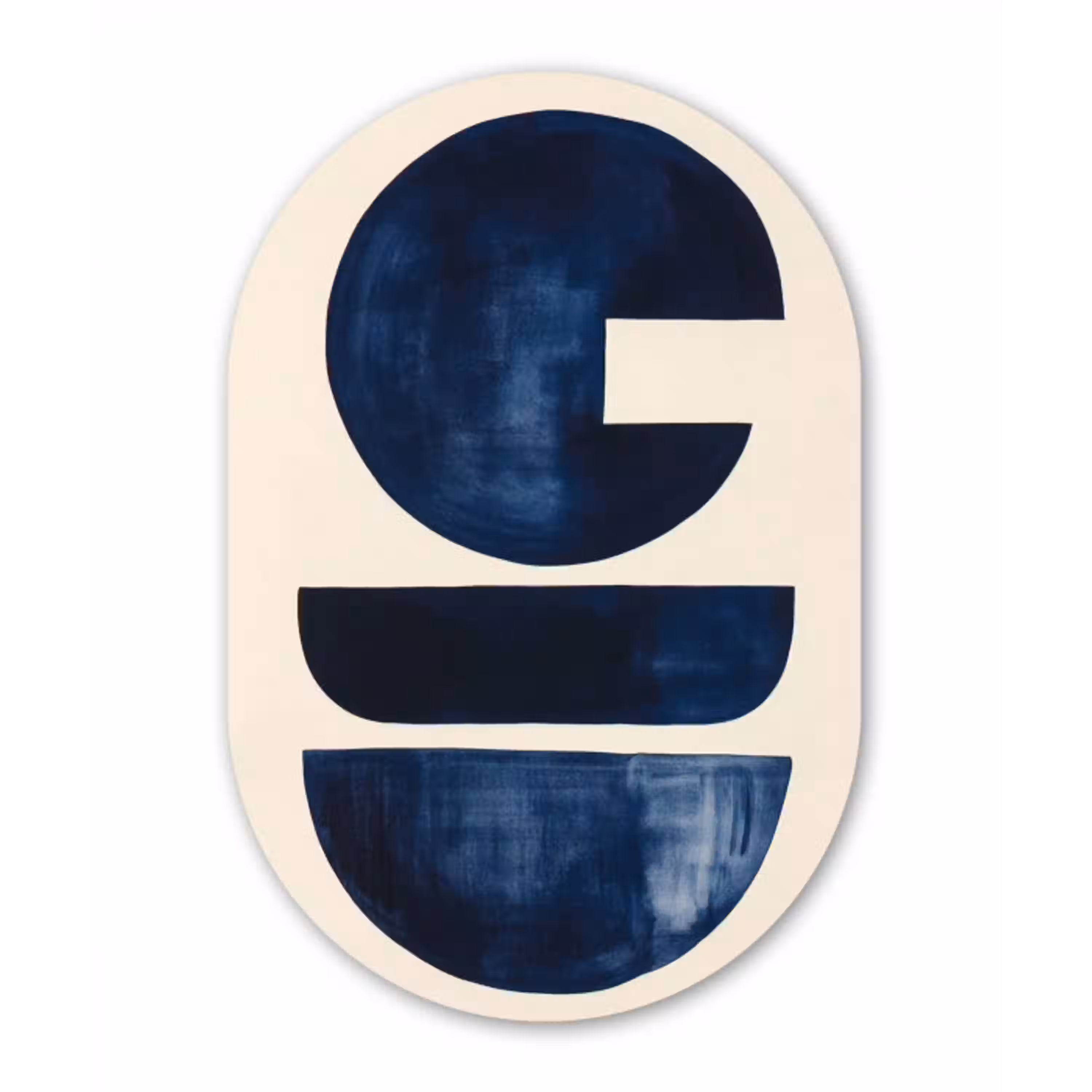 Vormen - Blauw - Abstract Wandcirkel Ovaal Aluminium middel -3d