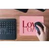 Love - Roze - Spiegeling muismat rubber klein -toetsenbord