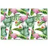Flamingo - Bloemen - Bladeren - Jungle - Tropical tuinposter los doek klein -3d