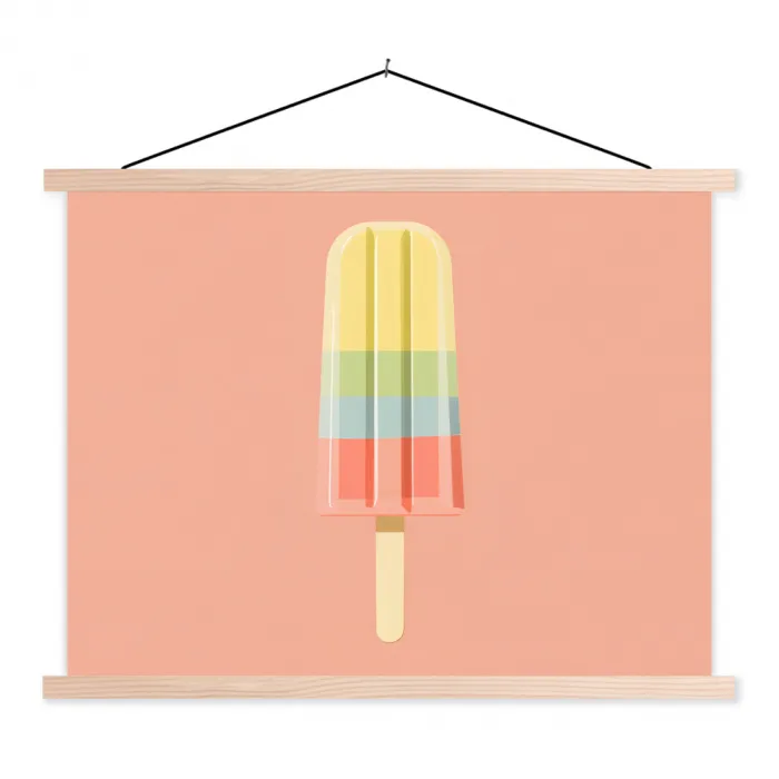 Waterijsje - Pasteltinten - Minimalistisch textielposter latten blank klein -3d